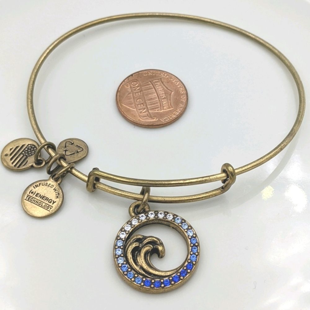 Alex and Ani Rafaleian Gold Blue Wave Bracelet